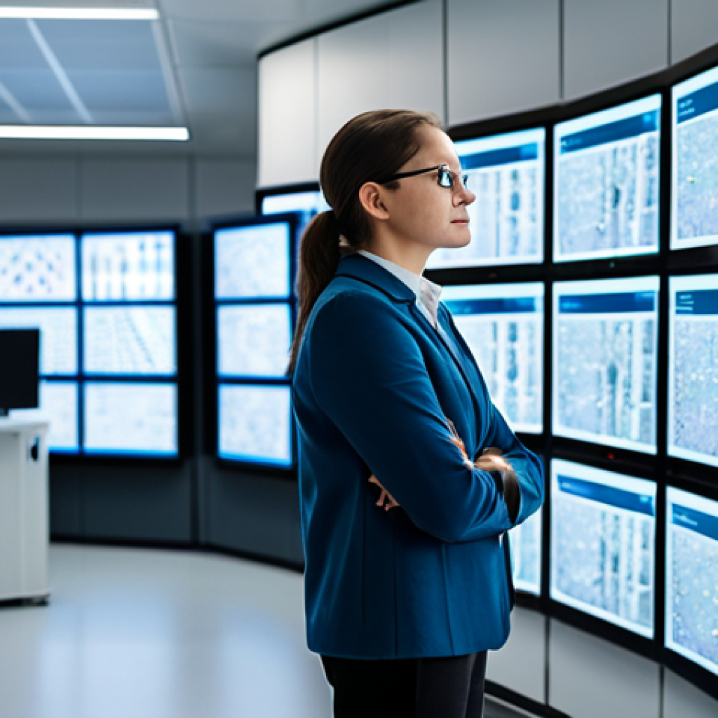 A professional AI researcher, dressed in modest business casual attire, stands in a modern, brightly lit AI research lab. Multiple large screens display complex neural network architectures and natural language processing models. The researcher is observing a detailed data visualization, deep in thought. The scene is captured with professional photography, showcasing high-quality realism and soft studio lighting. Fully clothed, modest clothing, appropriate attire, professional dress, perfect anatomy, correct proportions, natural pose, well-formed hands, proper finger count, natural body proportions, safe for work, appropriate content, professional.