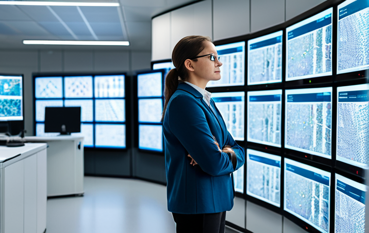 A professional AI researcher, dressed in modest business casual attire, stands in a modern, brightly lit AI research lab. Multiple large screens display complex neural network architectures and natural language processing models. The researcher is observing a detailed data visualization, deep in thought. The scene is captured with professional photography, showcasing high-quality realism and soft studio lighting. Fully clothed, modest clothing, appropriate attire, professional dress, perfect anatomy, correct proportions, natural pose, well-formed hands, proper finger count, natural body proportions, safe for work, appropriate content, professional.