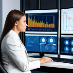 A professional businesswoman, fully clothed in a modest business suit, seated at a high-tech desk in a modern office. She is focused on multiple large computer screens displaying complex social media analytics, detailed sentiment graphs, and intricate data streams representing AI processing information. The environment is clean, bright, and futuristic, emphasizing data-driven insights and strategic decision-making. The image should convey professionalism and intellectual depth. safe for work, appropriate content, fully clothed, professional dress, perfect anatomy, correct proportions, natural pose, well-formed hands, proper finger count, natural body proportions, professional photography, high quality.