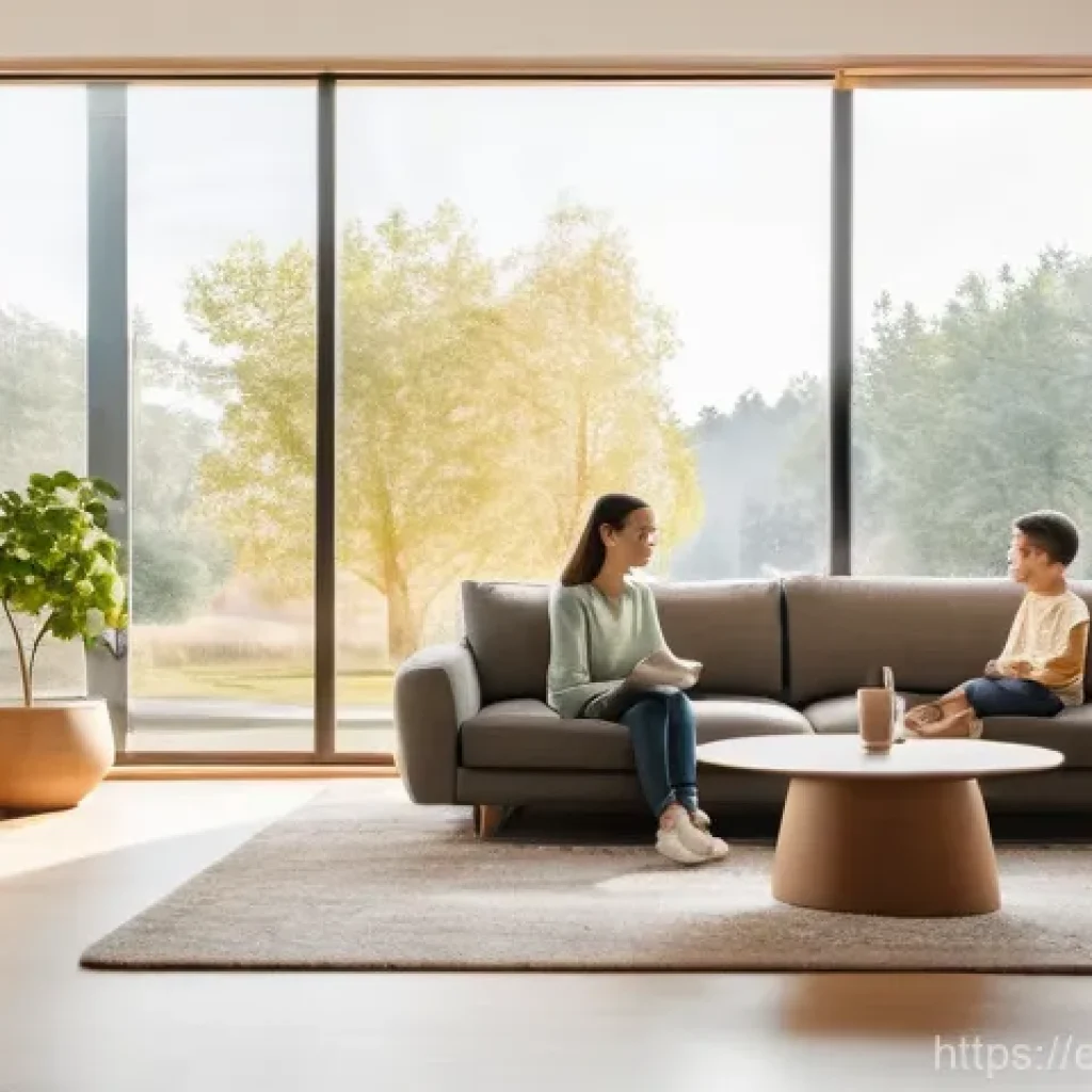 AI 기술을 이용한 스타트업 사례 - **Prompt:** A cozy and brightly lit modern living room with a family of three. A mother and father a...