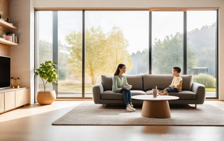 AI 기술을 이용한 스타트업 사례 - **Prompt:** A cozy and brightly lit modern living room with a family of three. A mother and father a...