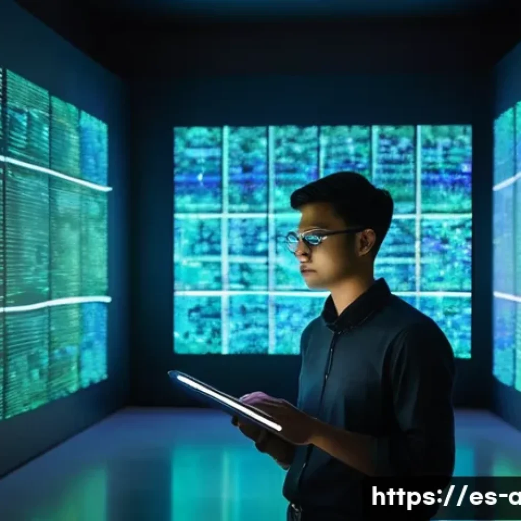 인공지능 학습의 실습과 이론 균형 - **Prompt:** A young, focused AI researcher, of diverse ethnicity, in their late 20s, wearing smart, ...