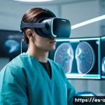 AI와 가상현실의 융합 사례 - **Immersive Medical Training Simulation:** A focused, high-fidelity image of a medical student, aged...