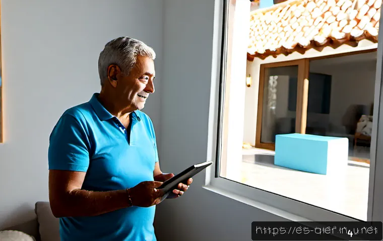 인공지능을 활용한 인간 컴퓨터 상호작용 사례 - Photorealistic scene of a Spanish-speaking older adult in a bright modern apartment using an AI voic...